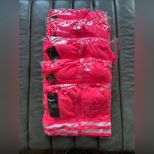 (5) 2-piece athletic sets Pink Zip-Up Sports Bra/Biker Shorts Resellers lot L/XL